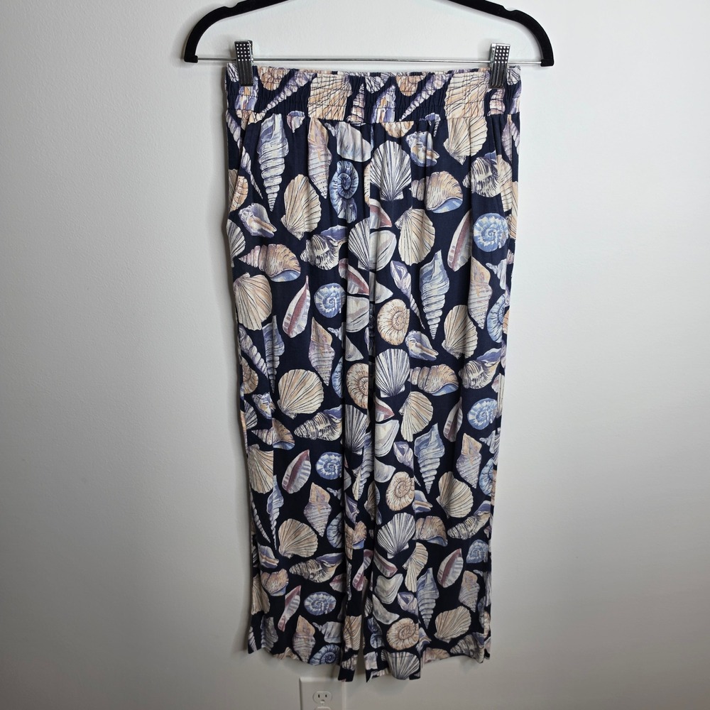 Calypso St. Barth Linen Blend Pants Womens Small Seashell Print Beach